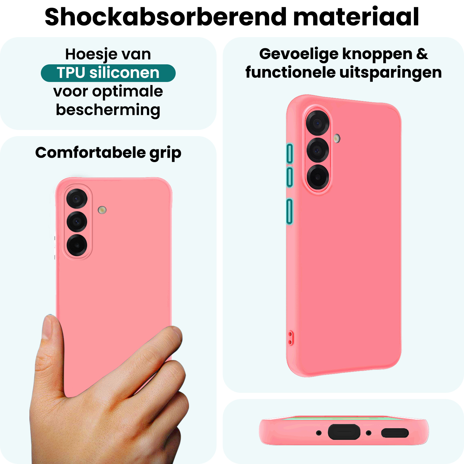 Forterra Forterra Samsung Galaxy A36 Hoesje Siliconen Met 2x Screenprotector - Lichtroze