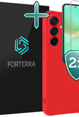 Forterra Forterra Samsung Galaxy A36 Hoesje Siliconen Met 2x Screenprotector - Rood