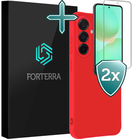 Forterra Forterra Samsung Galaxy A36 Hoesje Siliconen Met 2x Screenprotector - Rood