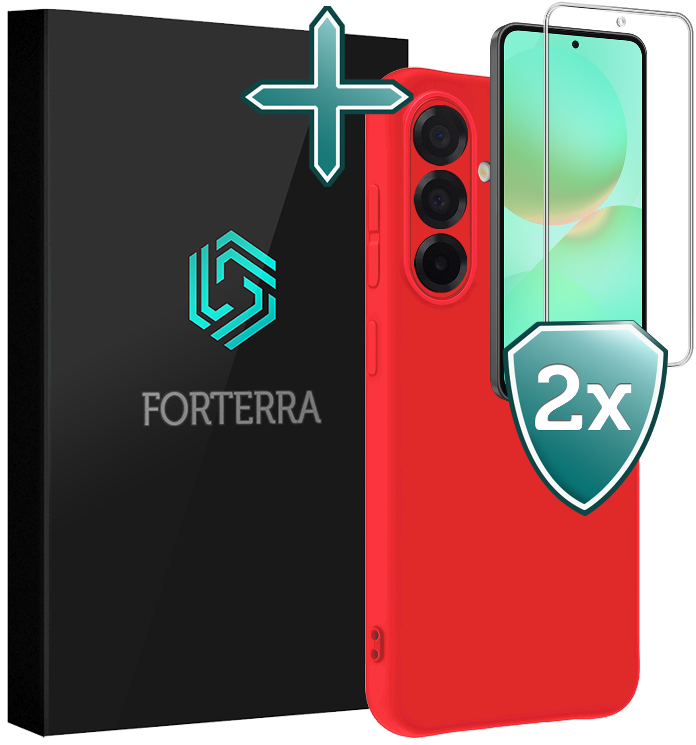 Forterra Forterra Samsung Galaxy A36 Hoesje Siliconen Met 2x Screenprotector - Rood