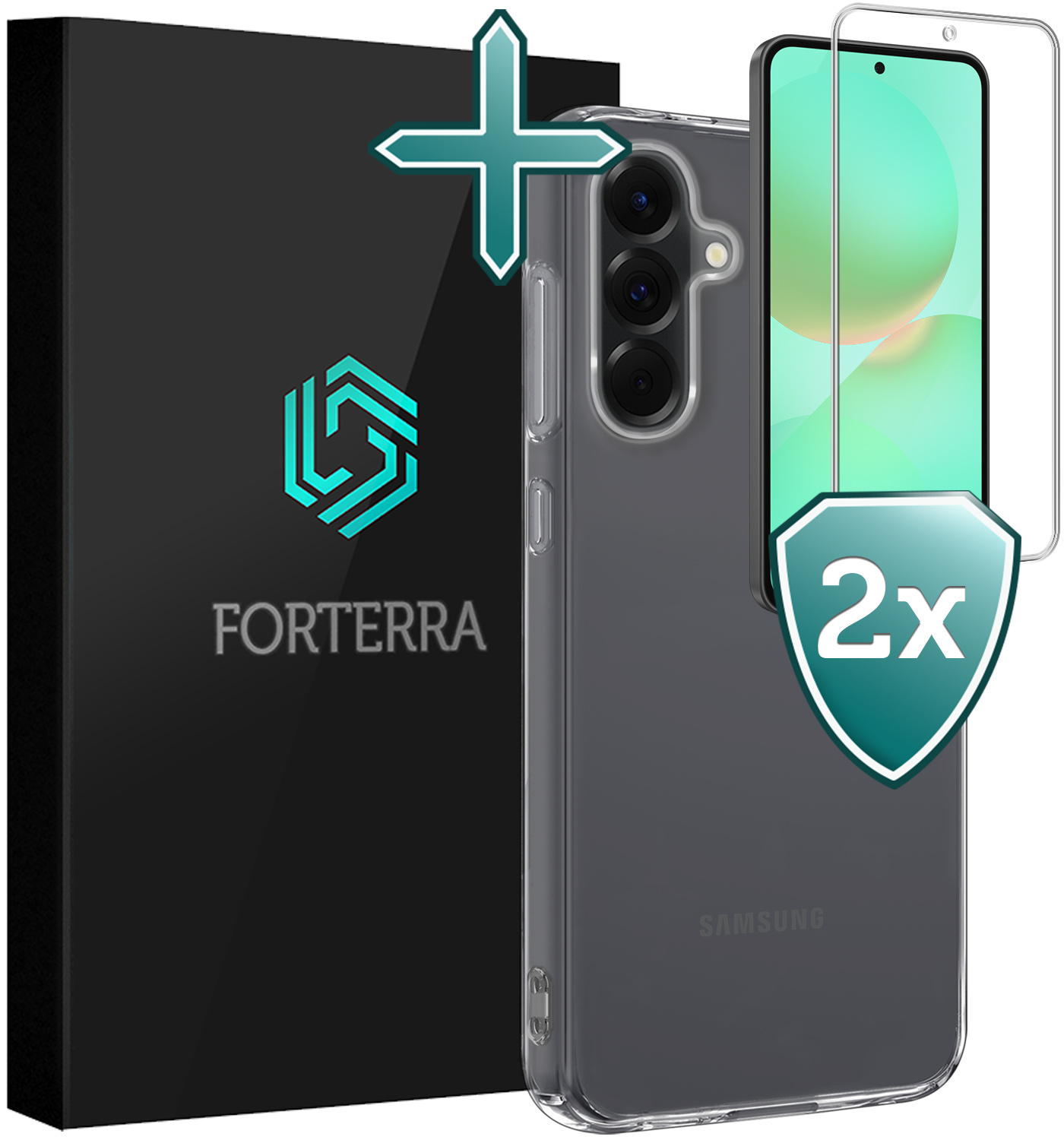 Forterra Forterra Samsung Galaxy A36 Hoesje Siliconen Met 2x Screenprotector - Transparant