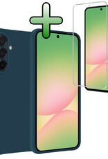 BASEY. BASEY. Samsung Galaxy A56 Hoesje Siliconen Met Screenprotector - Donkerblauw