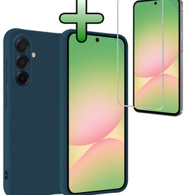 BASEY. BASEY. Samsung Galaxy A56 Hoesje Siliconen Met Screenprotector - Donkerblauw