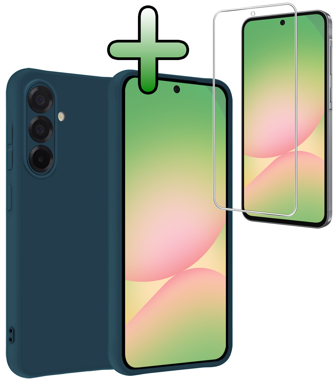 BASEY. BASEY. Samsung Galaxy A56 Hoesje Siliconen Met Screenprotector - Donkerblauw