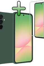 BASEY. BASEY. Samsung Galaxy A56 Hoesje Siliconen Met Screenprotector - Donkergroen