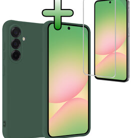 BASEY. BASEY. Samsung Galaxy A56 Hoesje Siliconen Met Screenprotector - Donkergroen