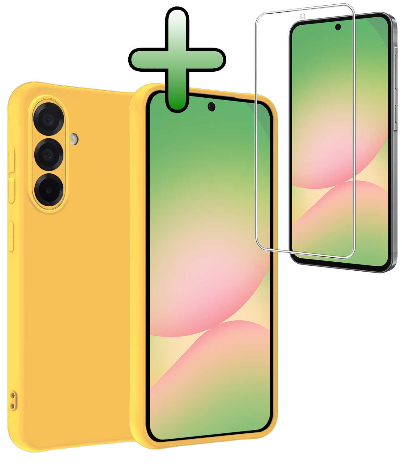 BASEY. BASEY. Samsung Galaxy A56 Hoesje Siliconen Met Screenprotector - Geel