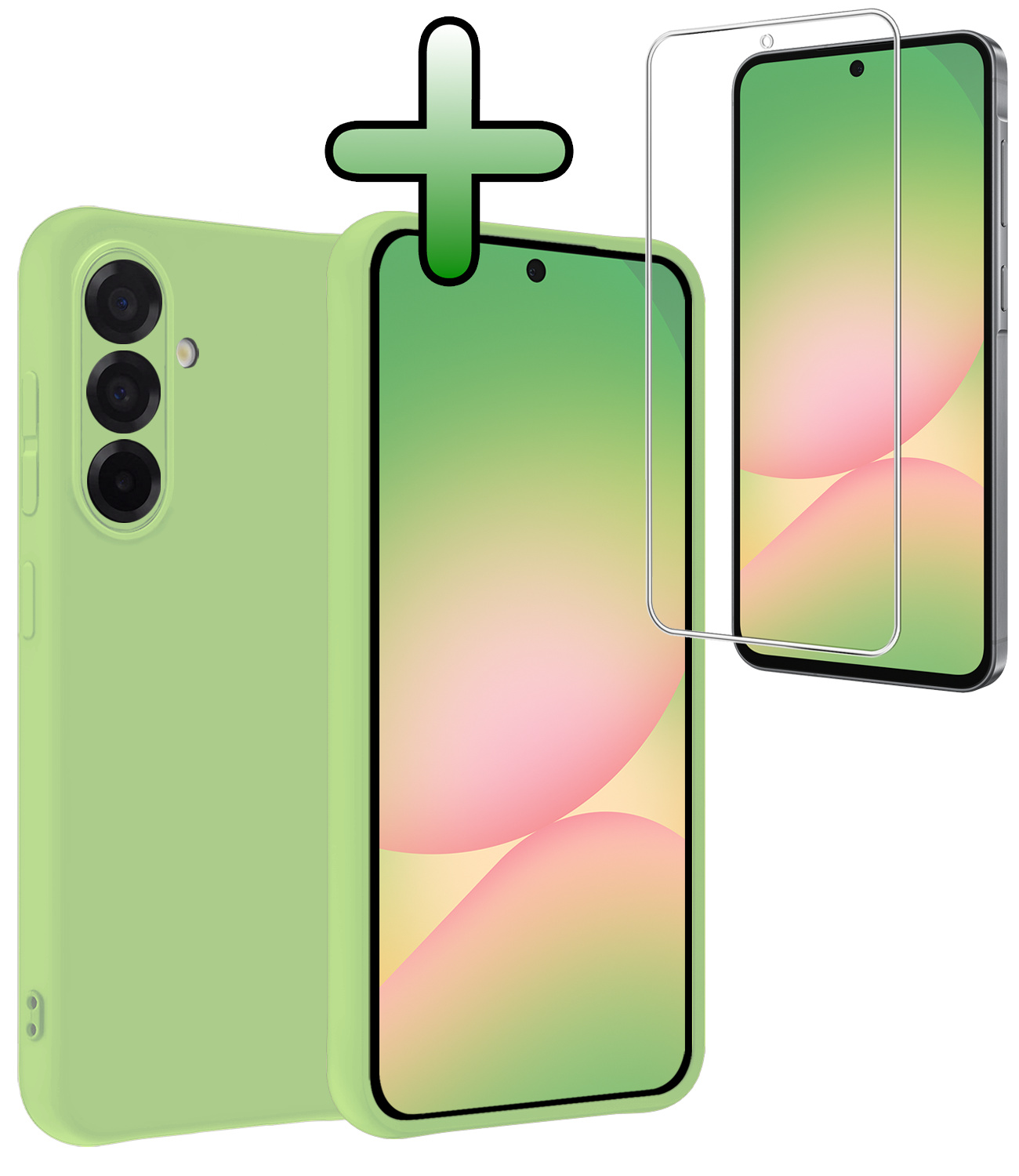 BASEY. BASEY. Samsung Galaxy A56 Hoesje Siliconen Met Screenprotector - Groen