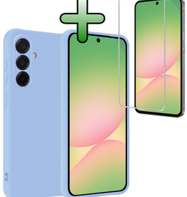 BASEY. BASEY. Samsung Galaxy A56 Hoesje Siliconen Met Screenprotector - Lichtblauw