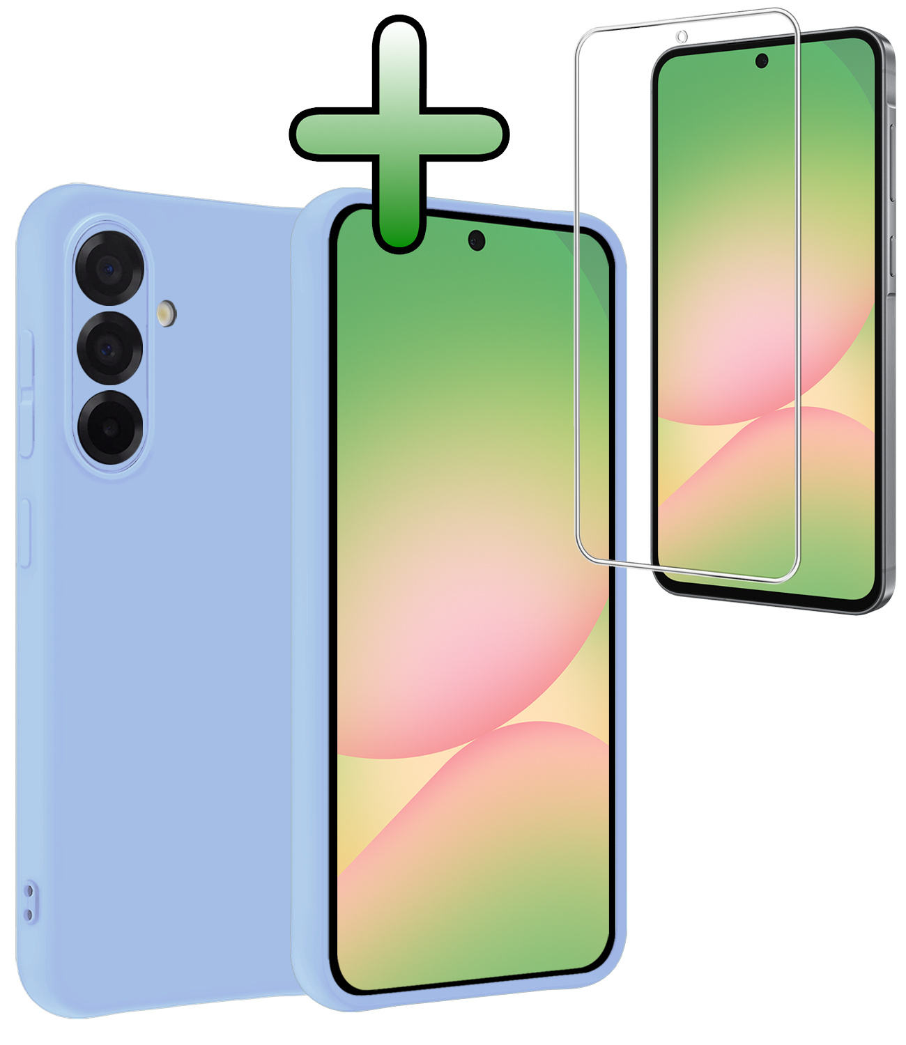 BASEY. BASEY. Samsung Galaxy A56 Hoesje Siliconen Met Screenprotector - Lichtblauw