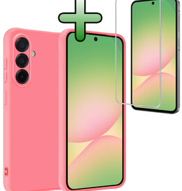BASEY. BASEY. Samsung Galaxy A56 Hoesje Siliconen Met Screenprotector - Lichtroze