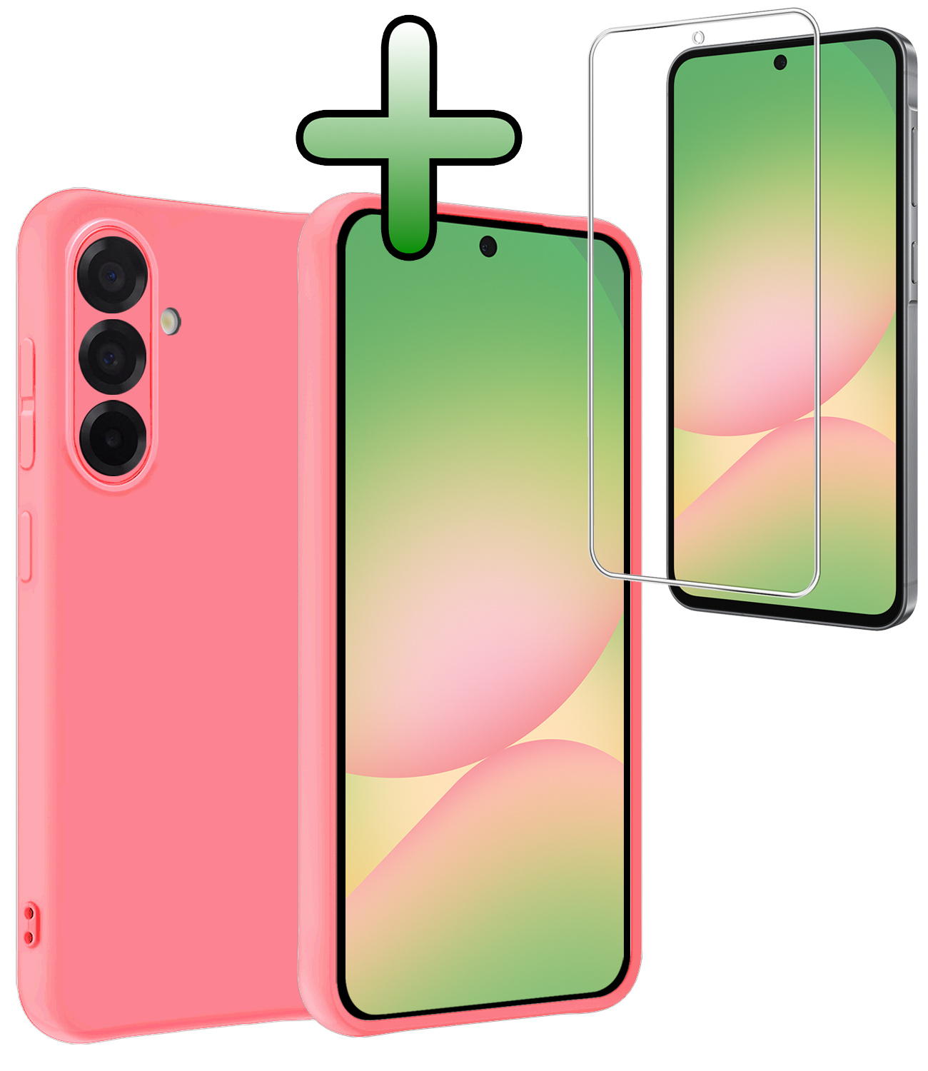 BASEY. BASEY. Samsung Galaxy A56 Hoesje Siliconen Met Screenprotector - Lichtroze