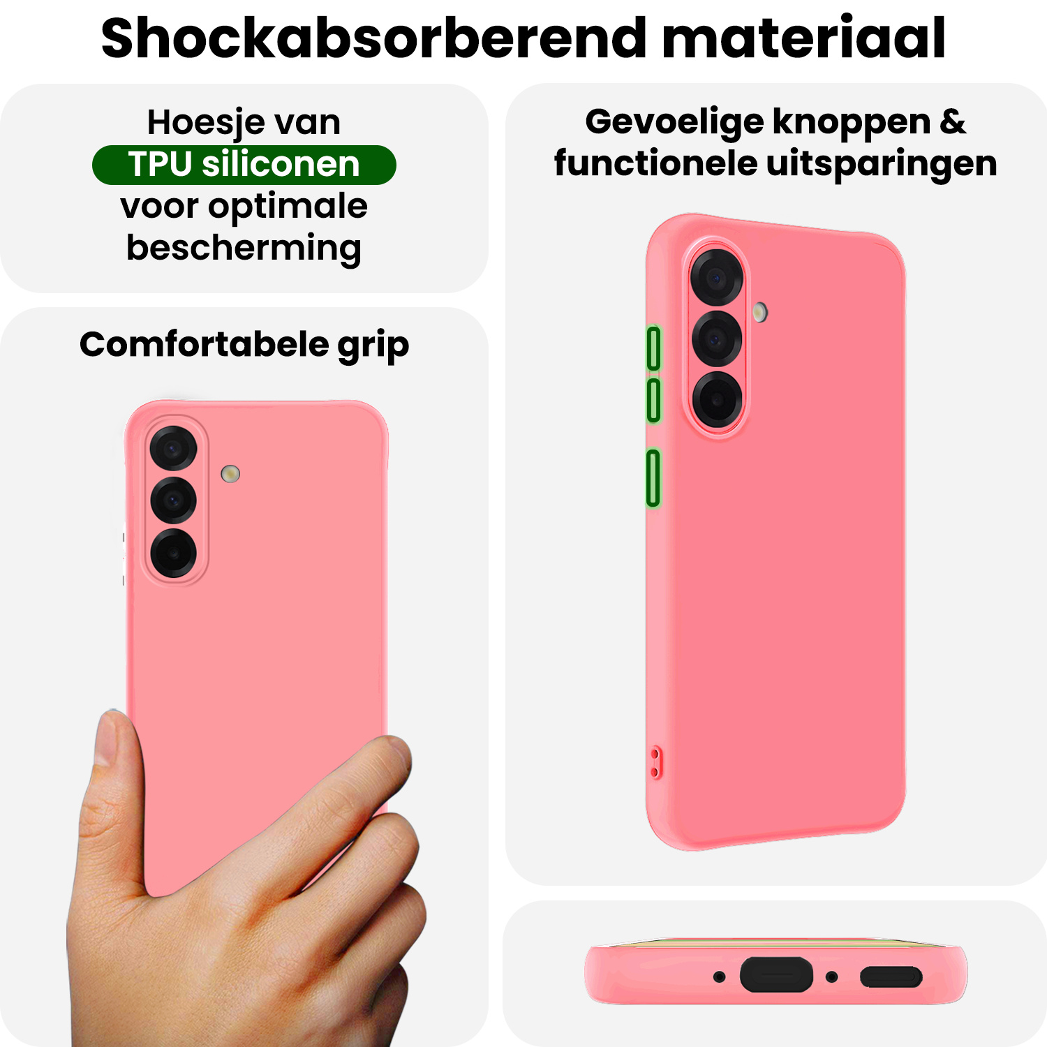 BASEY. BASEY. Samsung Galaxy A56 Hoesje Siliconen Met Screenprotector - Lichtroze