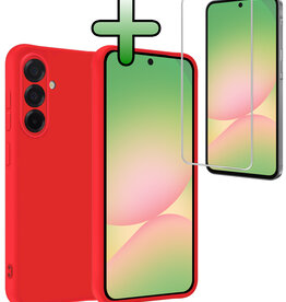 BASEY. BASEY. Samsung Galaxy A56 Hoesje Siliconen Met Screenprotector - Rood