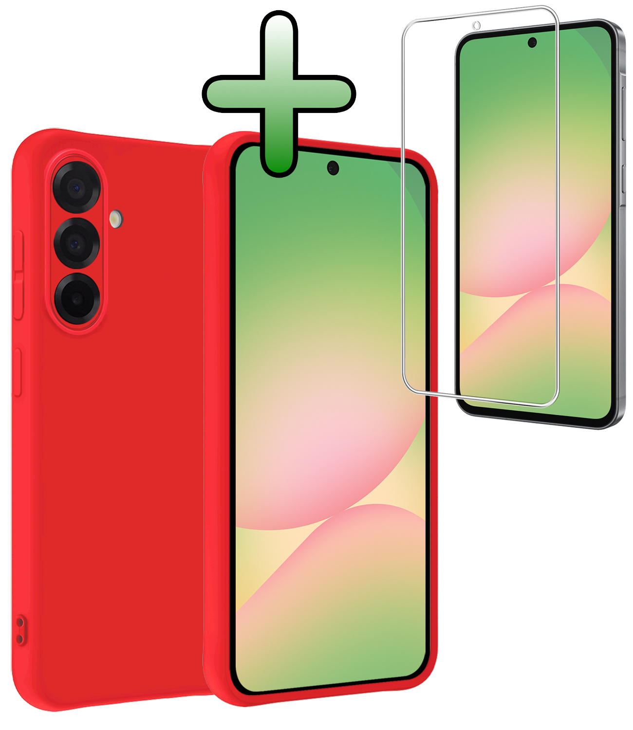 BASEY. BASEY. Samsung Galaxy A56 Hoesje Siliconen Met Screenprotector - Rood