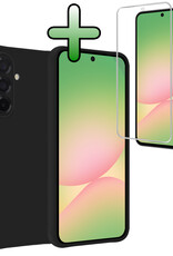 BASEY. BASEY. Samsung Galaxy A56 Hoesje Siliconen Met Screenprotector - Zwart