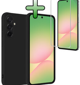 BASEY. BASEY. Samsung Galaxy A56 Hoesje Siliconen Met Screenprotector - Zwart