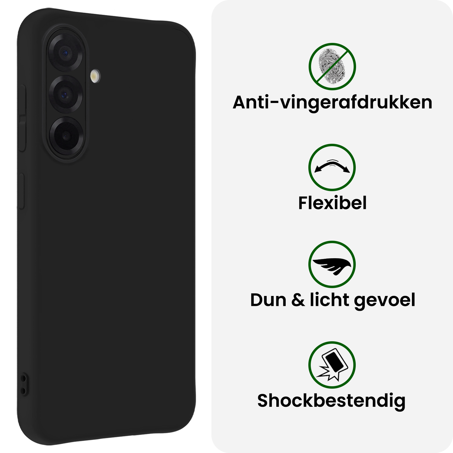 BASEY. BASEY. Samsung Galaxy A56 Hoesje Siliconen Met Screenprotector - Zwart