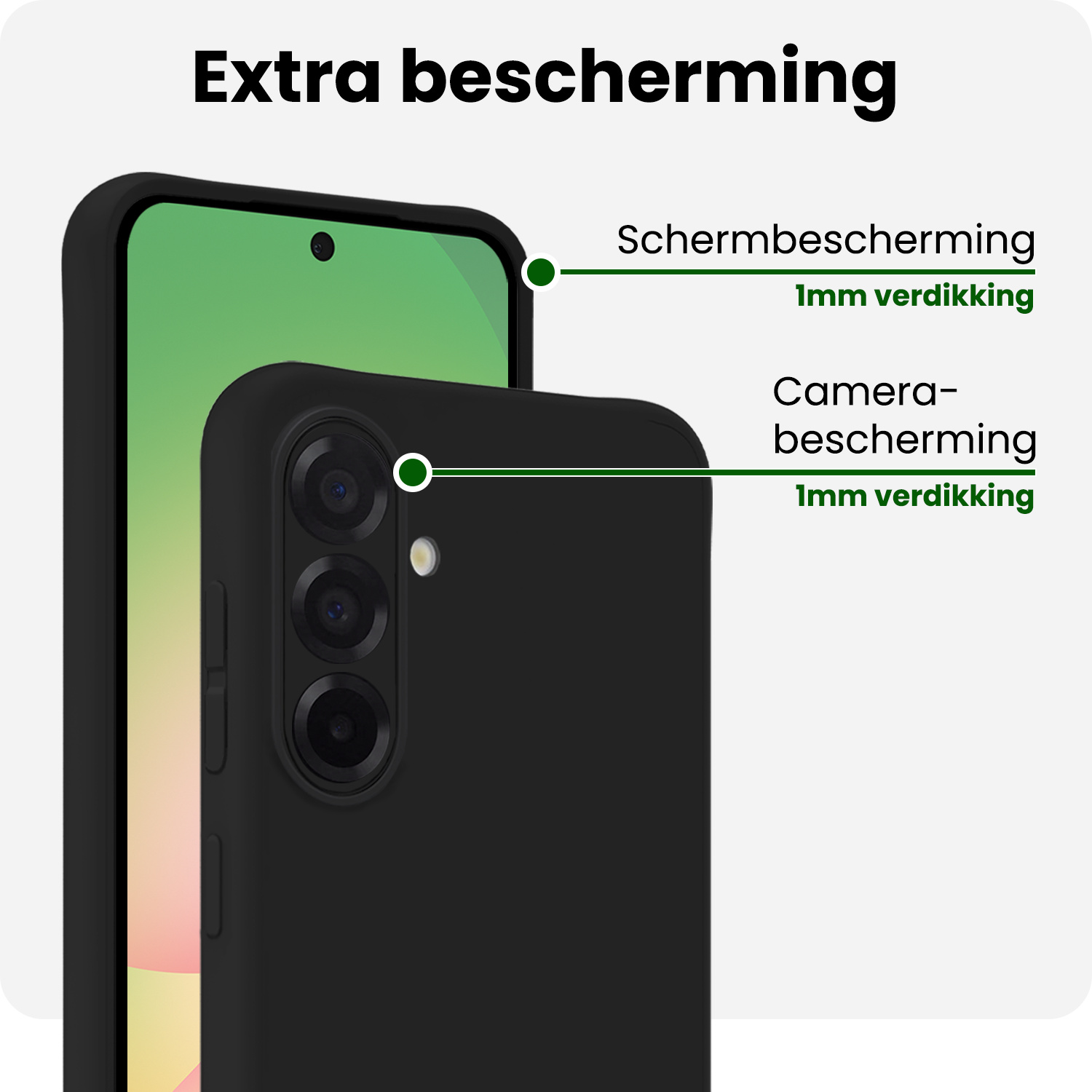 BASEY. BASEY. Samsung Galaxy A56 Hoesje Siliconen Met Screenprotector - Zwart