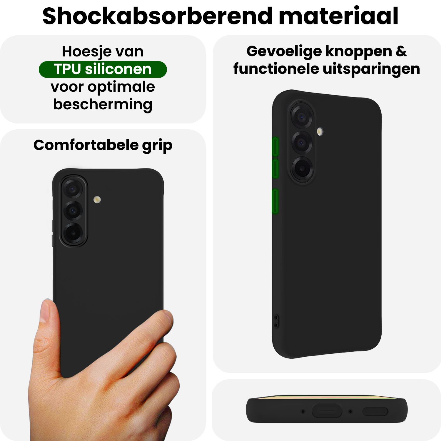 BASEY. BASEY. Samsung Galaxy A56 Hoesje Siliconen Met Screenprotector - Zwart