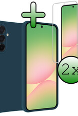 BASEY. BASEY. Samsung Galaxy A56 Hoesje Siliconen Met 2x Screenprotector - Donkerblauw