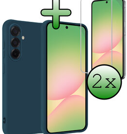BASEY. BASEY. Samsung Galaxy A56 Hoesje Siliconen Met 2x Screenprotector - Donkerblauw