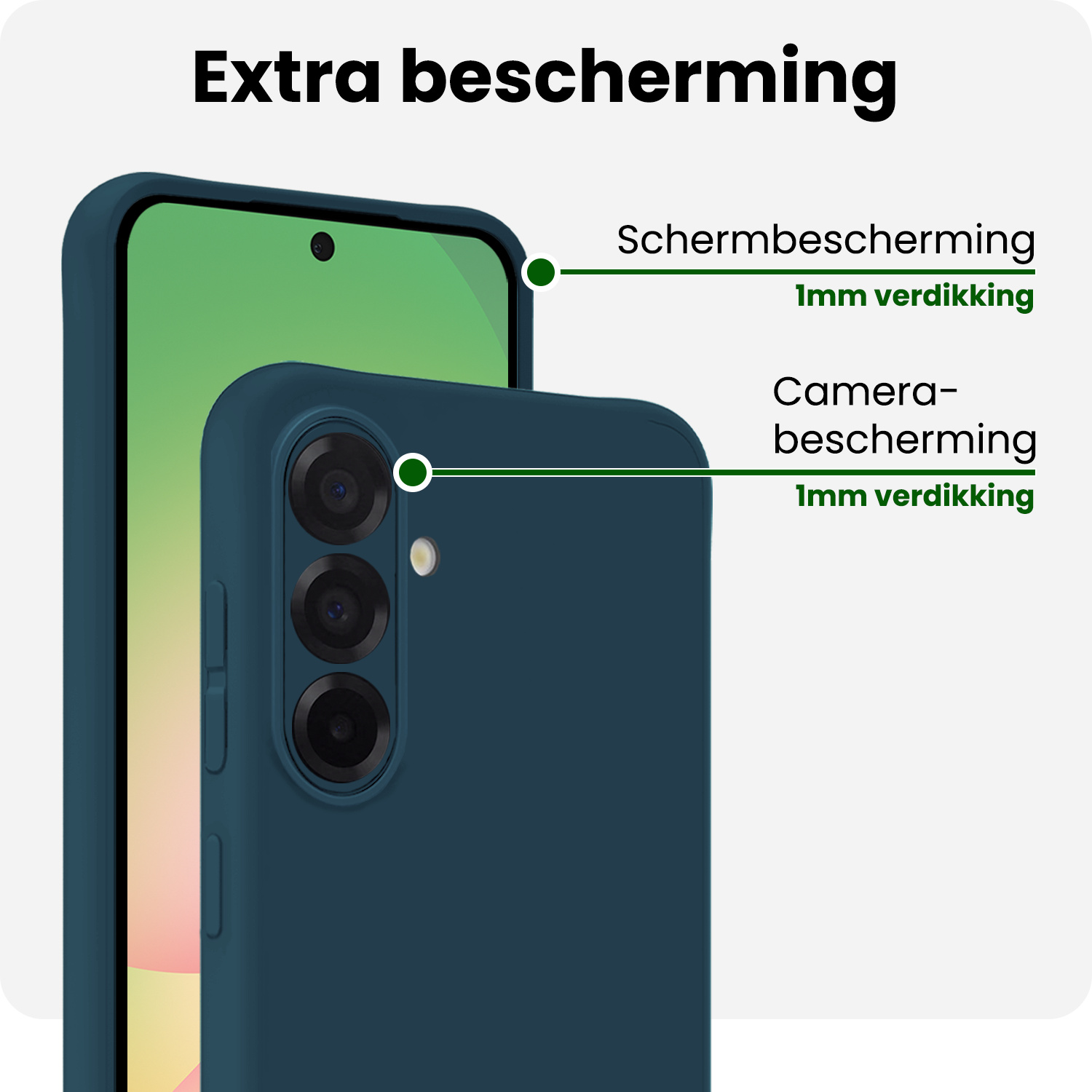 BASEY. BASEY. Samsung Galaxy A56 Hoesje Siliconen Met 2x Screenprotector - Donkerblauw