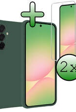 BASEY. BASEY. Samsung Galaxy A56 Hoesje Siliconen Met 2x Screenprotector - Donkergroen