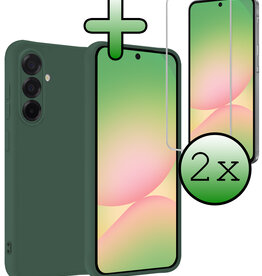 BASEY. BASEY. Samsung Galaxy A56 Hoesje Siliconen Met 2x Screenprotector - Donkergroen