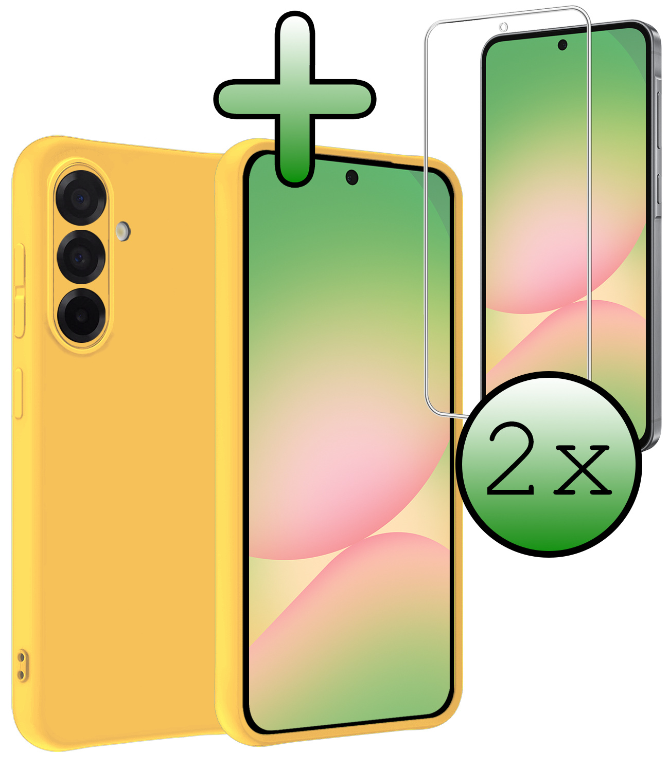 BASEY. BASEY. Samsung Galaxy A56 Hoesje Siliconen Met 2x Screenprotector - Geel