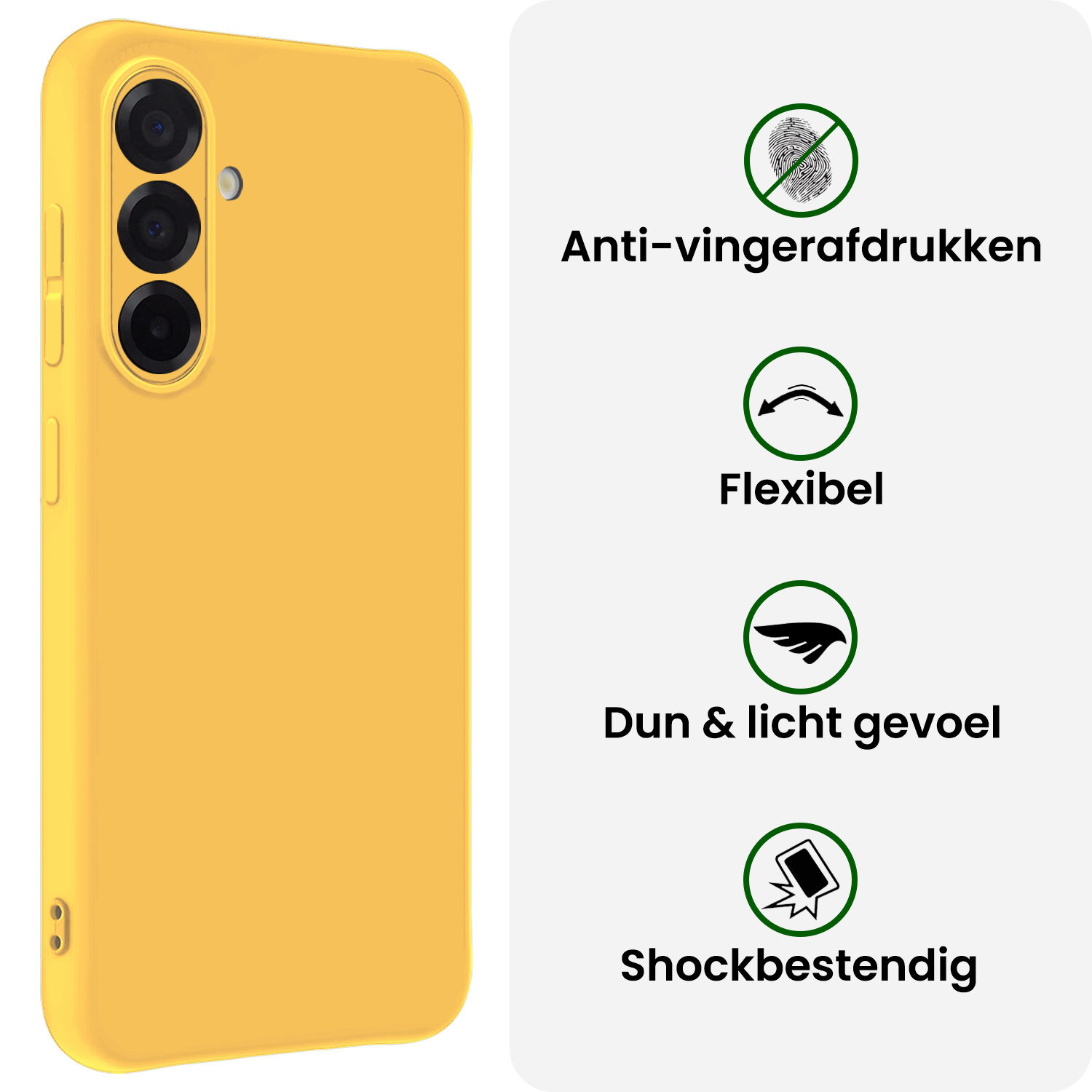 BASEY. BASEY. Samsung Galaxy A56 Hoesje Siliconen Met 2x Screenprotector - Geel