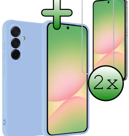 BASEY. BASEY. Samsung Galaxy A56 Hoesje Siliconen Met 2x Screenprotector - Lichtblauw