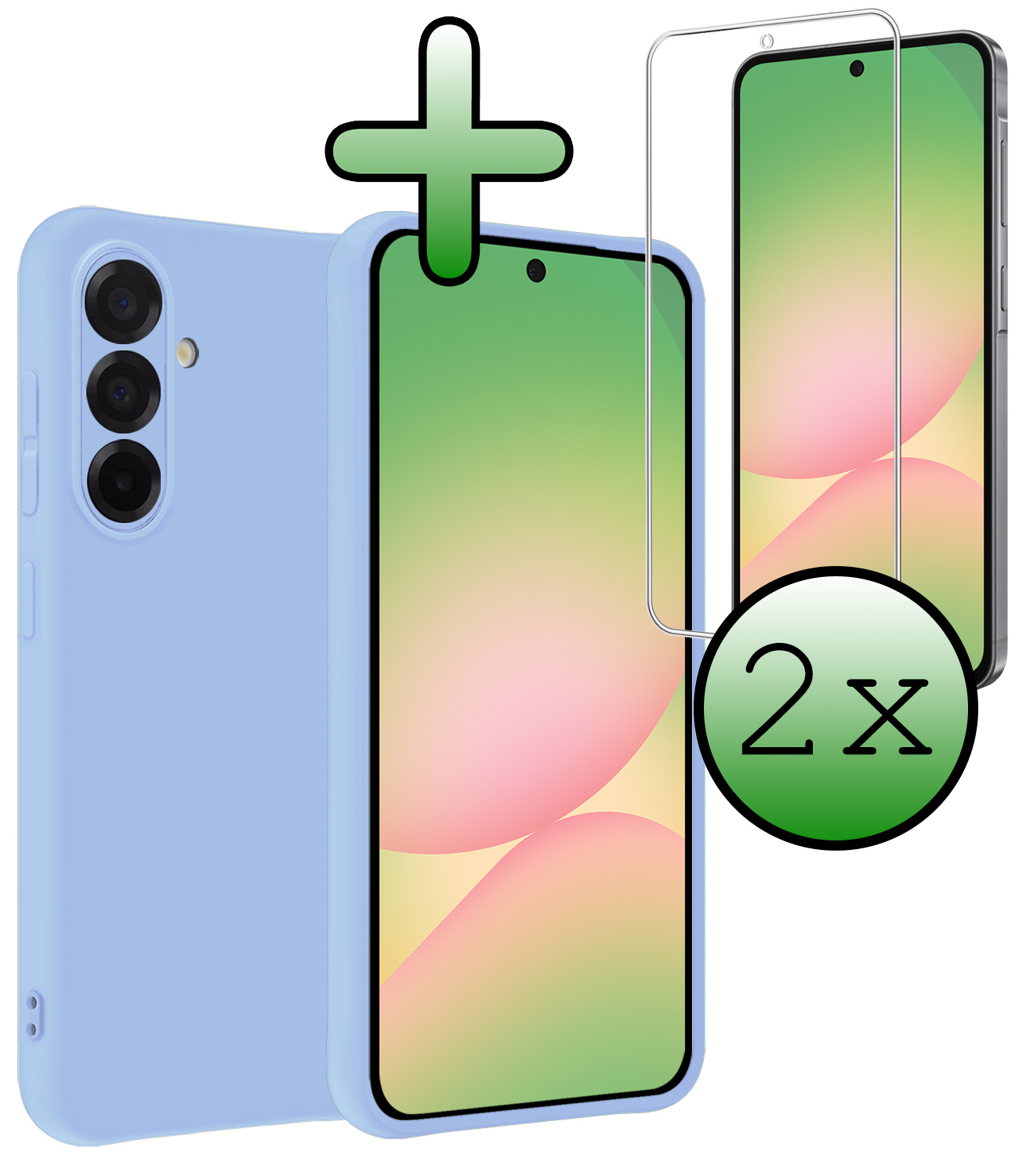 BASEY. BASEY. Samsung Galaxy A56 Hoesje Siliconen Met 2x Screenprotector - Lichtblauw