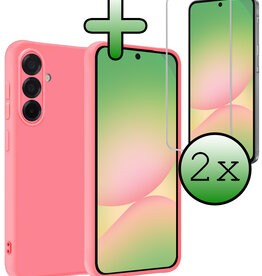 BASEY. BASEY. Samsung Galaxy A56 Hoesje Siliconen Met 2x Screenprotector - Lichtroze