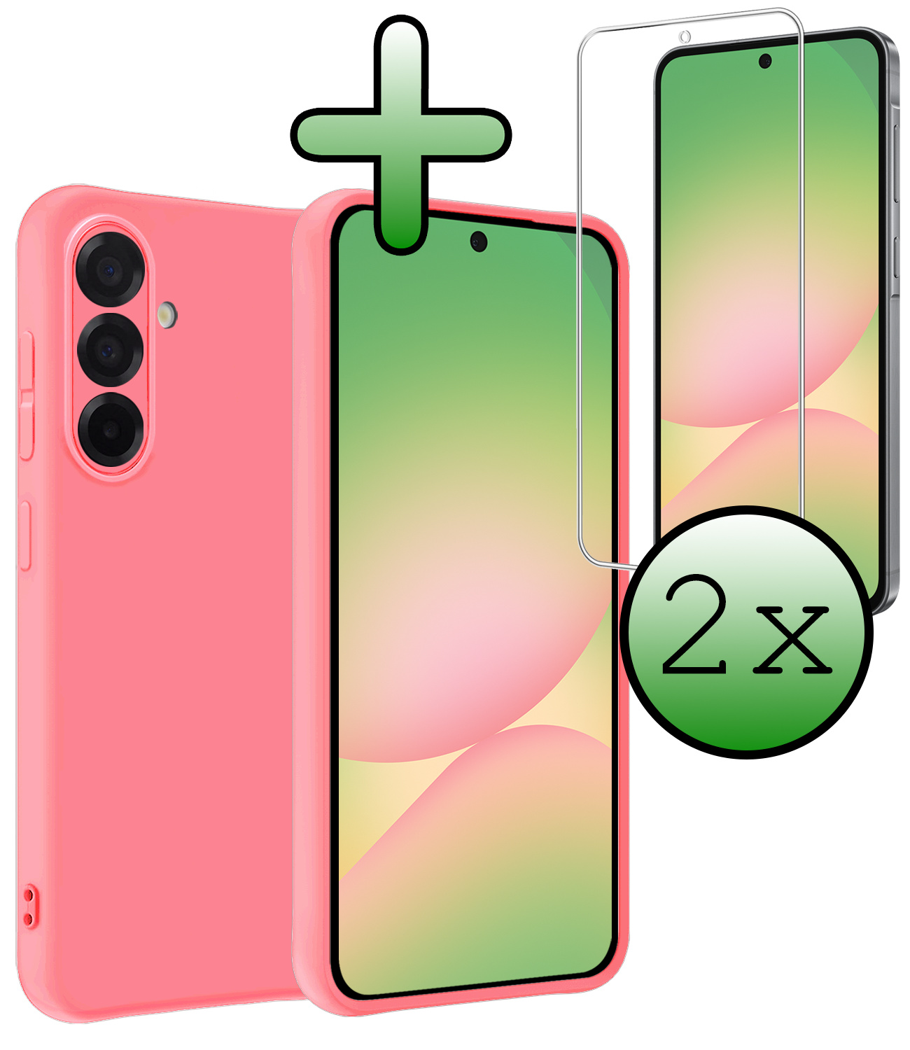 BASEY. BASEY. Samsung Galaxy A56 Hoesje Siliconen Met 2x Screenprotector - Lichtroze