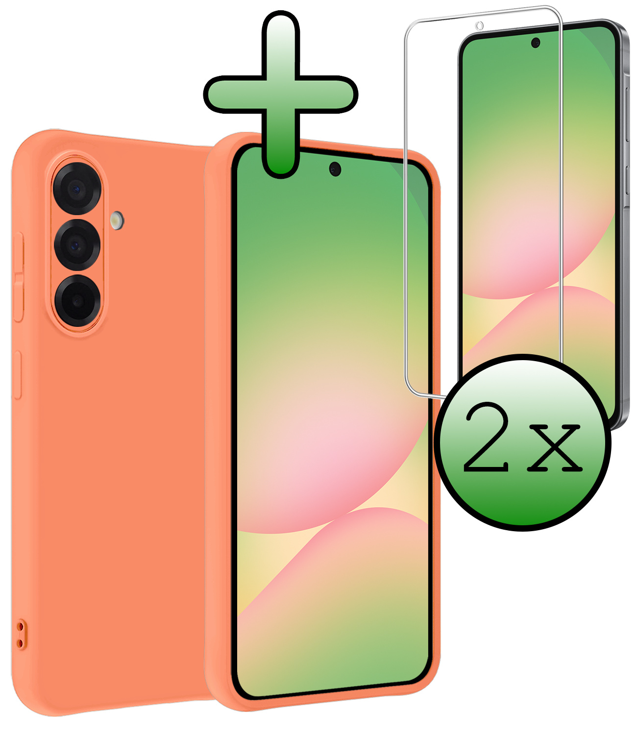 BASEY. BASEY. Samsung Galaxy A56 Hoesje Siliconen Met 2x Screenprotector - Perzik