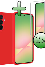 BASEY. BASEY. Samsung Galaxy A56 Hoesje Siliconen Met 2x Screenprotector - Rood
