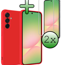 BASEY. BASEY. Samsung Galaxy A56 Hoesje Siliconen Met 2x Screenprotector - Rood