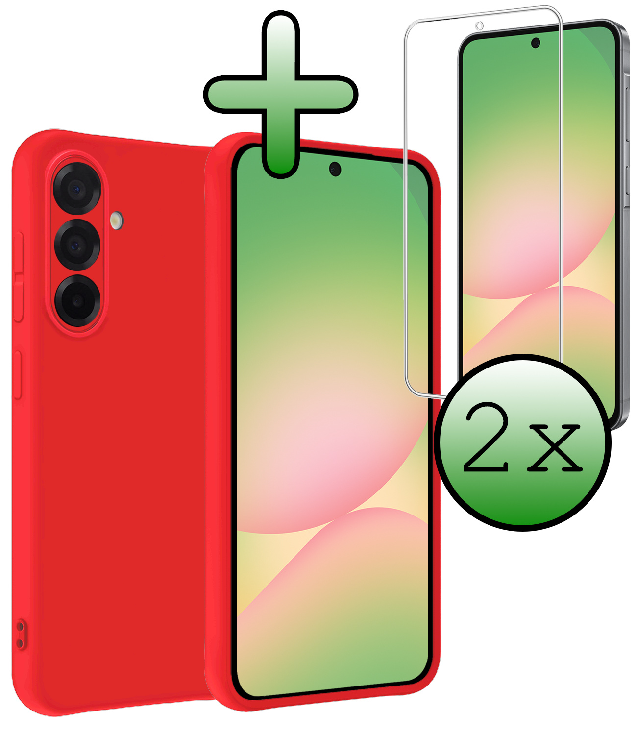 BASEY. BASEY. Samsung Galaxy A56 Hoesje Siliconen Met 2x Screenprotector - Rood