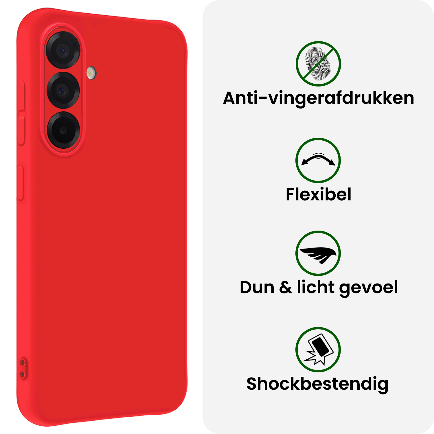 BASEY. BASEY. Samsung Galaxy A56 Hoesje Siliconen Met 2x Screenprotector - Rood