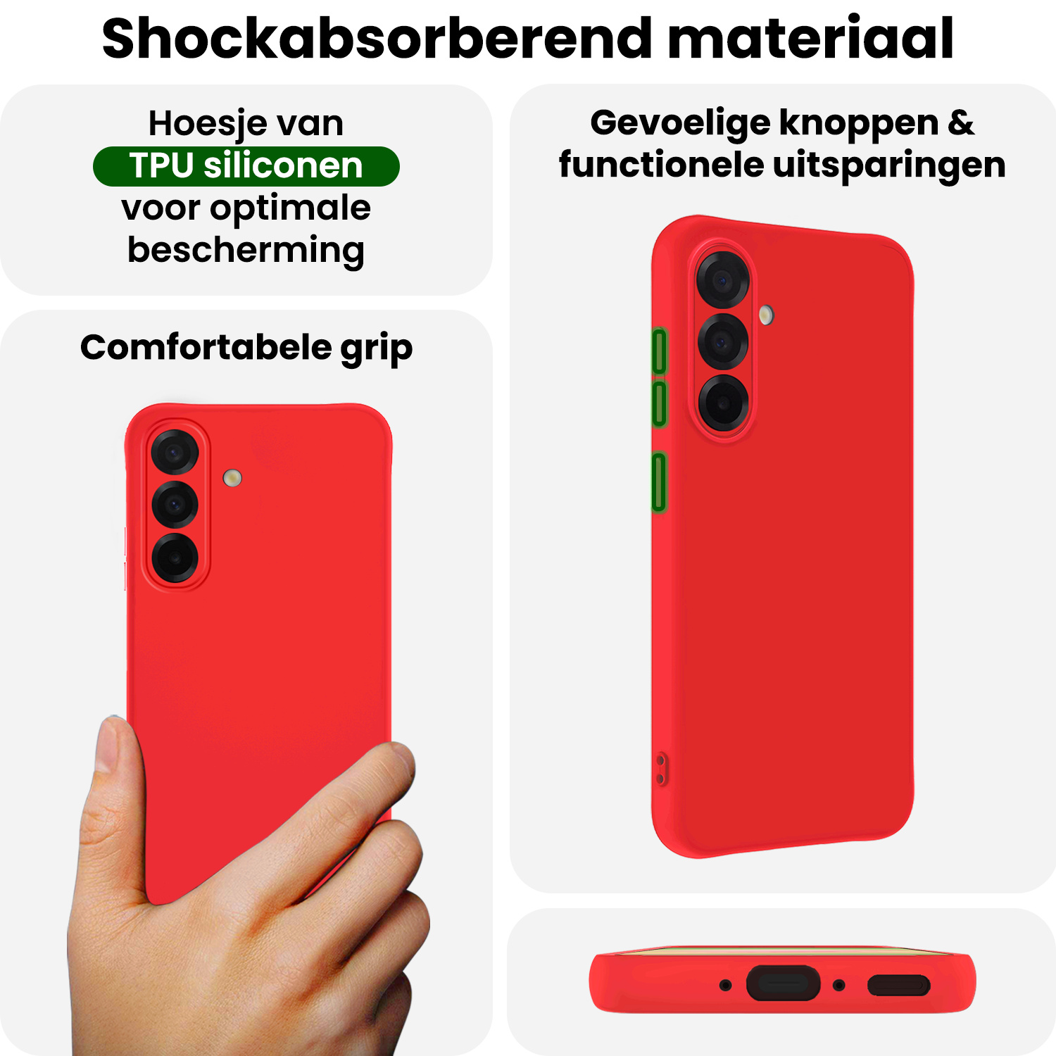 BASEY. BASEY. Samsung Galaxy A56 Hoesje Siliconen Met 2x Screenprotector - Rood