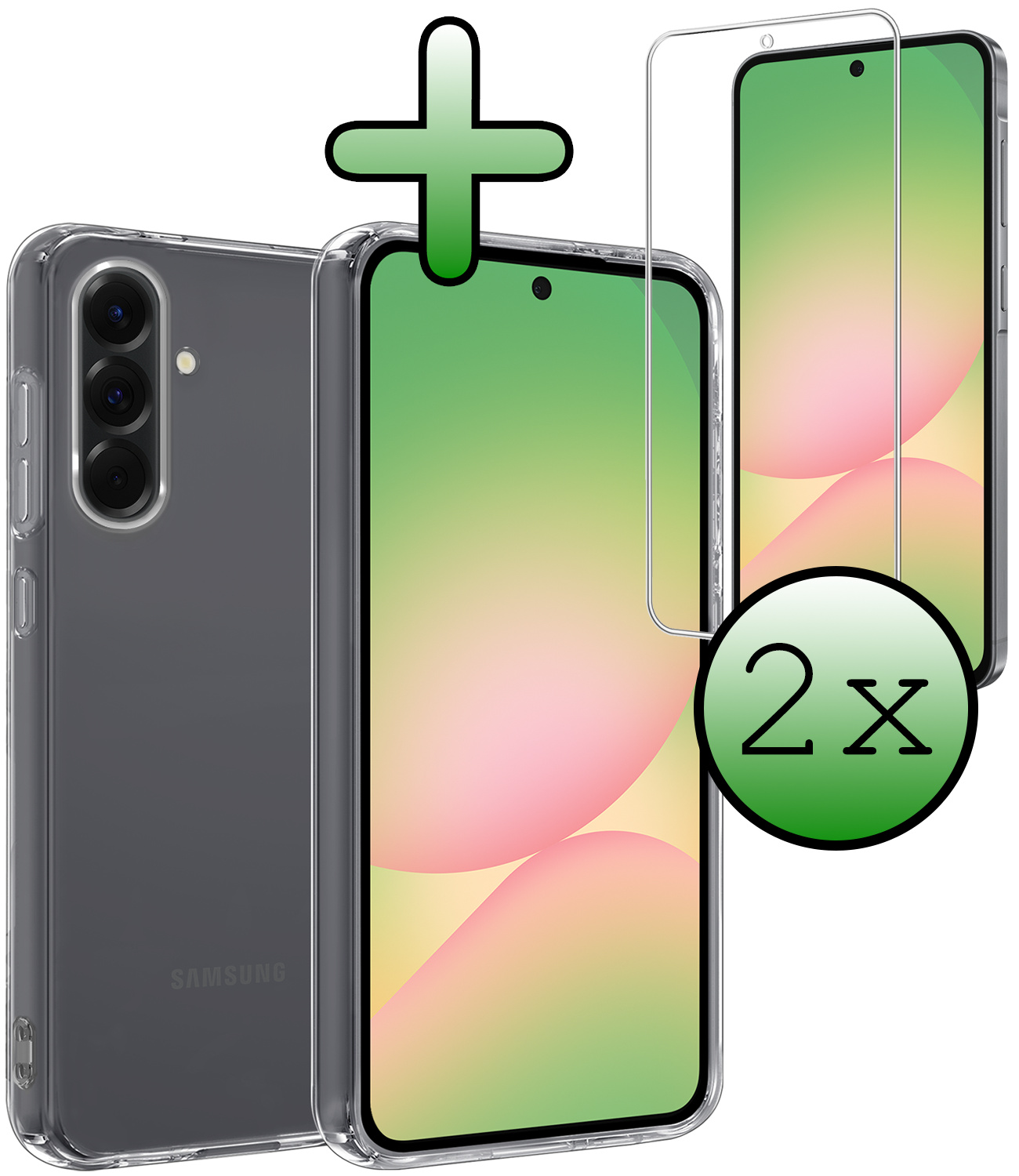 BASEY. BASEY. Samsung Galaxy A56 Hoesje Siliconen Met 2x Screenprotector - Transparant