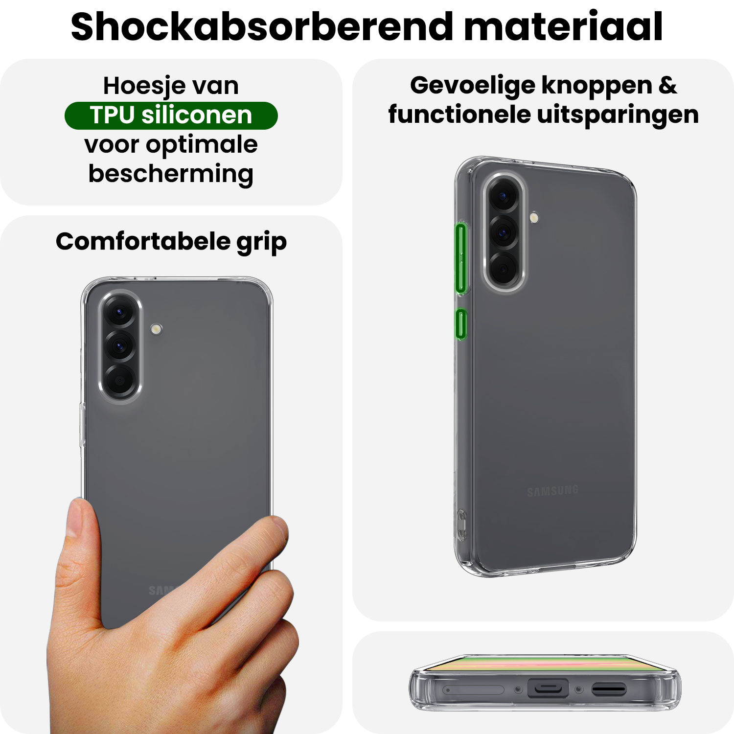 BASEY. BASEY. Samsung Galaxy A56 Hoesje Siliconen Met 2x Screenprotector - Transparant