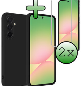 BASEY. BASEY. Samsung Galaxy A56 Hoesje Siliconen Met 2x Screenprotector - Zwart