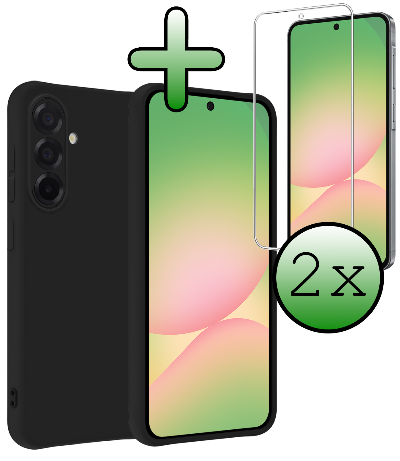 BASEY. BASEY. Samsung Galaxy A56 Hoesje Siliconen Met 2x Screenprotector - Zwart