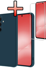 NoXx NoXx Samsung Galaxy A56 Hoesje Siliconen Met Screenprotector - Donkerblauw