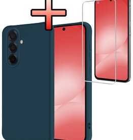 NoXx NoXx Samsung Galaxy A56 Hoesje Siliconen Met Screenprotector - Donkerblauw