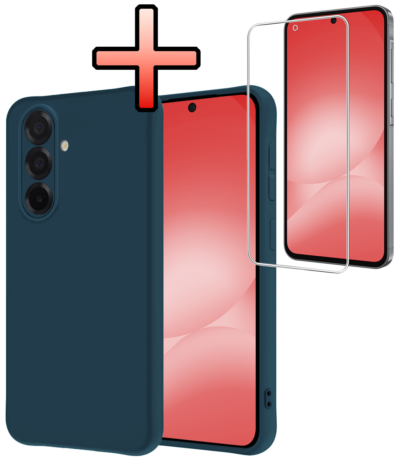 NoXx NoXx Samsung Galaxy A56 Hoesje Siliconen Met Screenprotector - Donkerblauw