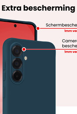 NoXx NoXx Samsung Galaxy A56 Hoesje Siliconen Met Screenprotector - Donkerblauw