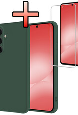 NoXx NoXx Samsung Galaxy A56 Hoesje Siliconen Met Screenprotector - Donkergroen